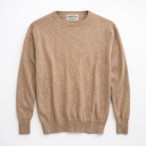 Vintage Robertson Scotland Pure Cashmere Preppy Crewneck Sweater Mens Camel
